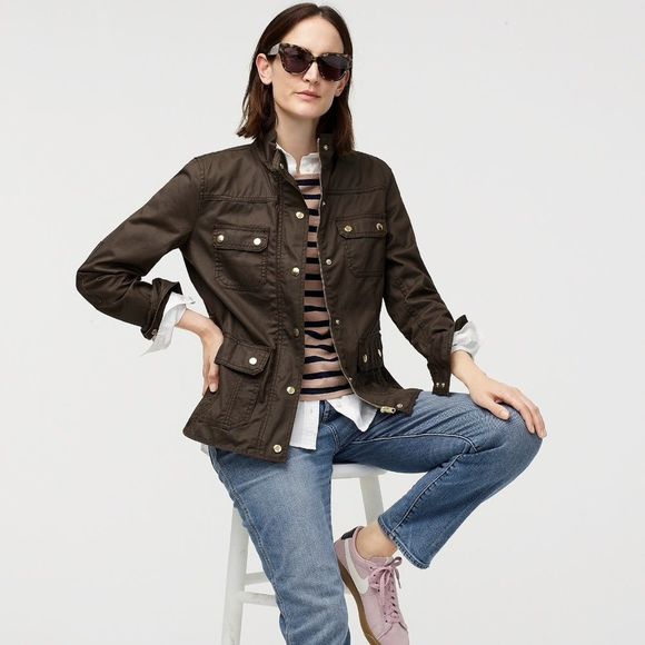 New JCREW Size XXS The Downtown Field Jacket Mossy Brown - Picture 2 of 5